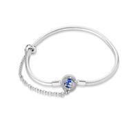 LONGLUCK Armkette Damen Silber 925 Schlange Kette Libellen und vierblättriges KleeblattAnhänger Beads Charm Armband mit 5A Cubic Zirconia für Frauen Geschenk für Sie