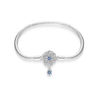 LONGLUCK Armkette Damen Silber 925 Schlange Kette Libellen und vierblättriges KleeblattAnhänger Beads Charm Armband mit 5A Cubic Zirconia für Frauen Geschenk für Sie