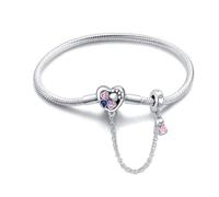 LONGLUCK Armkette Damen Silber 925 Schlange Kette Libellen und vierblättriges KleeblattAnhänger Beads Charm Armband mit 5A Cubic Zirconia für Frauen Geschenk für Sie