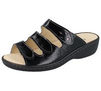 LONGO 1135687 Damen Pantolette Schlappen Sommerschuhe Hausschuhe schwarz Knautschlack