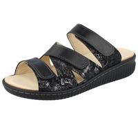 LONGO 11358689 Damen Pantolette Hausschuhe schwarz Nubukleder und Glattleder