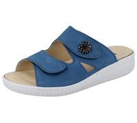 LONGO Damen Pantolette Hausschuhe Schlappen blau ciel Nubukleder