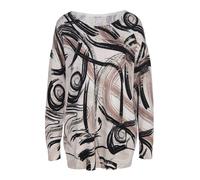 Longpullover ALBA MODA "Pullover Pullover", Damen, Gr. 36, schwarz (stein, taupe, schwarz), Obermaterial: 60% Viskose CV. 40% Baumwolle CO., Pullover Longpullover (30996532-36) stein, taupe, schwarz