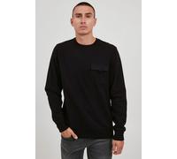 Longpullover BLEND "BHOskari", Herren, Gr. XXL, schwarz, Sweatware, 100% Baumwolle, unifarben, regular fit normal, Rundhals, eng, Pullover Longpullover, Sweatshirt mit Brusttasche (30106124-XXL) schwa
