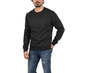 Longpullover BLEND "BHTok", Herren, Gr. M, schwarz, Sweatware, 80% Baumwolle, 20% Polyester, meliert, normal normal, Rundhals, eng, Pullover Longpullover, Klassisches Sweatshirt mit Rundhalsausschnitt
