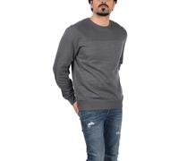 Longpullover BLEND "BHTok", Herren, Gr. S, iron gate, Sweatware, 80% Baumwolle, 20% Polyester, meliert, normal normal, Rundhals, eng, Pullover Longpullover, Klassisches Sweatshirt mit Rundhalsausschni