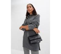 Longpullover BONPRIX, Damen, Gr. 36/38 (S), grau (anthrazit meliert), Obermaterial: 67% Polyacryl, 30% Polyester, 3% Elasthan, oversize, Pullover Longpullover, aus Polyacryl, Polyester und Elasthan, m