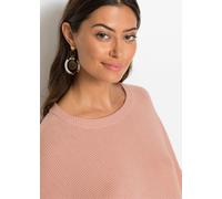 Longpullover BONPRIX, Damen, Gr. 48/50 (XL), rosa (vintagerosa meliert), Strick, Obermaterial: 50% Viskose, 26% Polyamid, 24% Polyester, unifarben, oversize ca. Mitte Oberschenkel, Rundhals, Strickkan