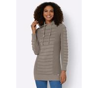 Longpullover CASUAL LOOKS "Longpullover", Damen, Gr. 36, grau (taupe), 50% Baumwolle, 50% Polyacryl, unifarben, Pullover Longpullover (67729028-36) taupe