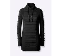 Longpullover CASUAL LOOKS "Longpullover", Damen, Gr. 38, schwarz, 50% Baumwolle, 50% Polyacryl, unifarben, Pullover Longpullover (85403051-38) schwarz
