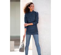 Longpullover CASUAL LOOKS "Longpullover", Damen, Gr. 40, blau (dunkelblau), 50% Baumwolle, 50% Polyacryl, unifarben, Pullover Longpullover (22634349-40) dunkelblau