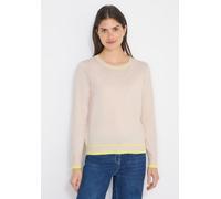Longpullover CECIL, Damen, Gr. L (42), pearl beige meliert, Web, 100% Baumwolle, unifarben, comfort fit normal, Rundhals, Bündchen, Pullover Longpullover, mit Kontrastdetail (25676826-L) pearl beige m