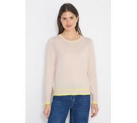 Longpullover CECIL, Damen, Gr. XL (44), beige (pearl beige melange), Web, 100% Baumwolle, unifarben, comfort fit normal, Rundhals, Bündchen, Pullover Longpullover, mit Kontrastdetail (25676826-XL) pea