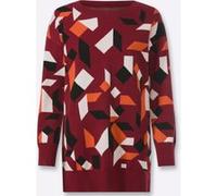 Longpullover dunkelrot-champagner-gemustert 48