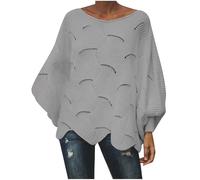 Longpullover für Damen Leggings Leicht Pullover Langarm Leichte Casual Pulli Herbst Gestrickt Elegant Sweatshirt Langarmshirt Strickpulli Oberteile Sweater, Grey, XXL