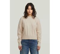 Longpullover G-STAR "Big Cable Knit Pullover", Damen, Gr. L, dk talc, Obermaterial: 40% Polyamid, Pullover Longpullover (46063334-L) dk talc