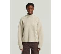 Longpullover G-STAR "Cable Double Collar Knit", Damen, Gr. XL, beige (dk brick htr), Obermaterial: 100% Wolle, Pullover Longpullover (16057953-XL) dk brick htr