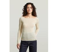 Longpullover G-STAR "Engineered Sheer Slim Knit", Damen, Gr. S, beige (ecru), Obermaterial: 77% Viskose, 23% Polyester, Pullover Longpullover (68274855-S) ecru