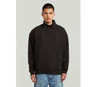 Longpullover G-STAR "Fabric Mix Half Zip Sweater", Herren, Gr. S, dk schwarz, Obermaterial: 100% Baumwolle, Pullover Longpullover (29086838-S) dk schwarz