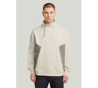 Longpullover G-STAR "Fabric Mix Half Zip Sweater", Herren, Gr. XL, weißbait, Obermaterial: 100% Baumwolle, Pullover Longpullover (79713413-XL) weißbait