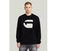 Longpullover G-STAR "G Logo Relaxed Knit Pullover", Herren, Gr. L, schwarz (dk schwarz), Obermaterial: 100% Wolle, Pullover Longpullover (56665660-L) dk schwarz