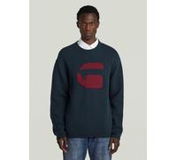 Longpullover G-STAR "G Logo Relaxed Knit Pullover", Herren, Gr. S, blau (salute), Obermaterial: 100% Wolle, Pullover Longpullover (41125120-S) salute