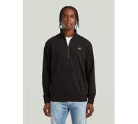 Longpullover G-STAR "Half Zip Sweater Label Badge", Herren, Gr. M, dk schwarz, Obermaterial: 58% Baumwolle, 42% Polyester, Pullover Longpullover (58019805-M)