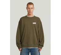 Longpullover G-STAR "HB Badge Sweatshirt", Herren, Gr. S, braun (turf), Obermaterial: 100% Baumwolle, Pullover Longpullover (29200733-S) turf