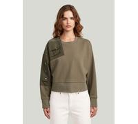Longpullover G-STAR "Heritage Hardware Loose Cropped Sweatshirt", Damen, Gr. XL, grün (turf), Obermaterial: 58% Baumwolle, 42% Polyester, Pullover Longpullover (71223661-XL) turf