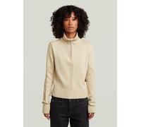 G-Star Longpullover Milano Half Zip Knit – 100% Baumwolle – Damen, Gr. L, dk talc