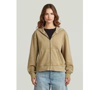 Longpullover G-STAR "Modern Basic Relaxed Hooded Zip Thru Sweatshirt", Damen, Gr. L, beige (safari gd), Obermaterial: 100% Baumwolle, Pullover Longpullover (21808907-L) safari gd