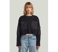 Longpullover G-STAR "Multi Pocket Mix Loose Cropped Sweater", Damen, Gr. M, dk schwarz, Obermaterial: 100% Baumwolle, Pullover Longpullover (88283827-M) dk schwarz