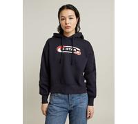 Longpullover G-STAR "Old Skool Logo Loose Hoodie", Damen, Gr. XXS, osaka blau, Obermaterial: 100% Baumwolle, Pullover Longpullover (53942607-XXS) osaka blau