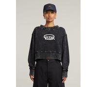 G-STAR Overdyed Cropped Logo Loose Sweatshirt Schwarz L dark black garment dyed D26655-D249-B564-L