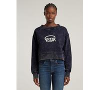 Longpullover G-STAR "Overdyed Cropped Logo Loose Sweatshirt", Damen, Gr. S, blau (osaka blau gd), Obermaterial: 100% Baumwolle, Pullover Longpullover (60088323-S) osaka blau gd