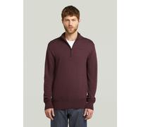 Longpullover G-STAR "Premium Core Half Zip Knit", Herren, Gr. M, braun (maroon), Obermaterial: 100% Wolle, Pullover Longpullover (47608230-M) maroon