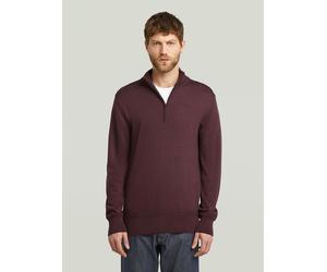 Longpullover G-STAR "Premium Core Half Zip Knit", Herren, Gr. M, maroon, Obermaterial: 100% Wolle, Pullover Longpullover (47608230-M) maroon