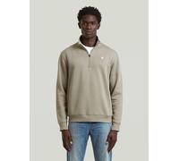 Longpullover G-STAR "Premium Core Half Zip Sweater", Herren, Gr. M, elephant skin, Obermaterial: 55% Baumwolle, 45% Polyester, Pullover Longpullover (85805106-M) elephant skin