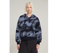 Longpullover G-STAR "Sprayed Letters Loose Hooded Sweatshirt", Damen, Gr. XS, blau (osaka blau sprayed letters), Obermaterial: 100% Baumwolle, Pullover Longpullover (62445215-XS) osaka blau sprayed le