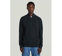 Longpullover G-STAR "Structured Half Zip Knit", Herren, Gr. M, schwarz (salute), Obermaterial: 100% Baumwolle, Pullover Longpullover (27735912-M) salute
