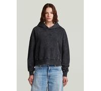Longpullover G-STAR "Washed A Line Script Hoodie Sweater", Damen, Gr. M, schwarz (dk schwarz smokey gd), Obermaterial: 100% Baumwolle, Pullover Longpullover (10072808-M) dk schwarz smokey gd