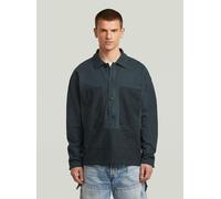 Longpullover G-STAR "Washed Fabric Mix Loose Sweatshirt", Herren, Gr. M, dk patriot blau gd, Obermaterial: 100% Baumwolle, Pullover Longpullover (29007126-M) dk patriot blau gd