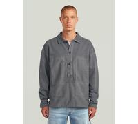 Longpullover G-STAR "Washed Fabric Mix Loose Sweatshirt", Herren, Gr. M, grau (granite gd), Obermaterial: 100% Baumwolle, Pullover Longpullover (78930251-M) granite gd