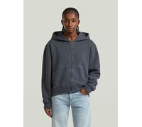 Longpullover G-STAR "Washed Hoodie Zip Relaxed Sweatshirt", Damen, Gr. M, grau (salute gd), Obermaterial: 100% Baumwolle, Pullover Longpullover (91364055-M) salute gd