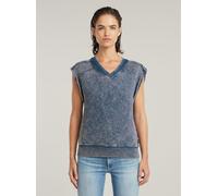 Longpullover G-STAR "Washed Sweatshirt", Damen, Gr. M, mid blau double dye, Obermaterial: 100% Baumwolle, Pullover Longpullover (16328907-M) mid blau double dye