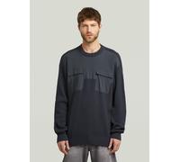 Longpullover G-STAR "Woven Mix Knit Pullover", Jungen, Gr. M, india ink, Obermaterial: 100% Baumwolle, Pullover Longpullover (91568650-M) india ink