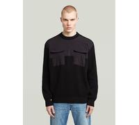 Longpullover G-STAR "Woven Mix Knit Pullover", Jungen, Gr. XXL, dk schwarz, Obermaterial: 100% Baumwolle, Pullover Longpullover (65909436-XXL) dk schwarz
