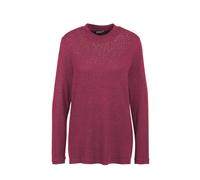 Longpullover GOLDNER "Angenehm weiches Shirt mit Glitzersteinen", Damen, Gr. 48, lila (himbeere, melange), Obermaterial: 75% Viskose CV. 20% Polyester PES. 5% Elasthan EL., Tubular, Pullover Longpullo