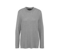 Longpullover GOLDNER "Angenehm weiches Shirt mit Glitzersteinen", Damen, Gr. 52, grau (grau, melange), Obermaterial: 75% Viskose CV. 20% Polyester PES. 5% Elasthan EL., eng Tubular, Pullover Longpullo