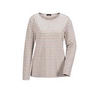 Longpullover GOLDNER "Jerseyshirt im Streifen-Look", Damen, Gr. 40, beige (taupe, cremeweiß, geringelt), Obermaterial: 92% Viskose CV. 8% Elasthan EL., U-Boot-Ausschnitt, Sonstiges, Pullover Longpullo